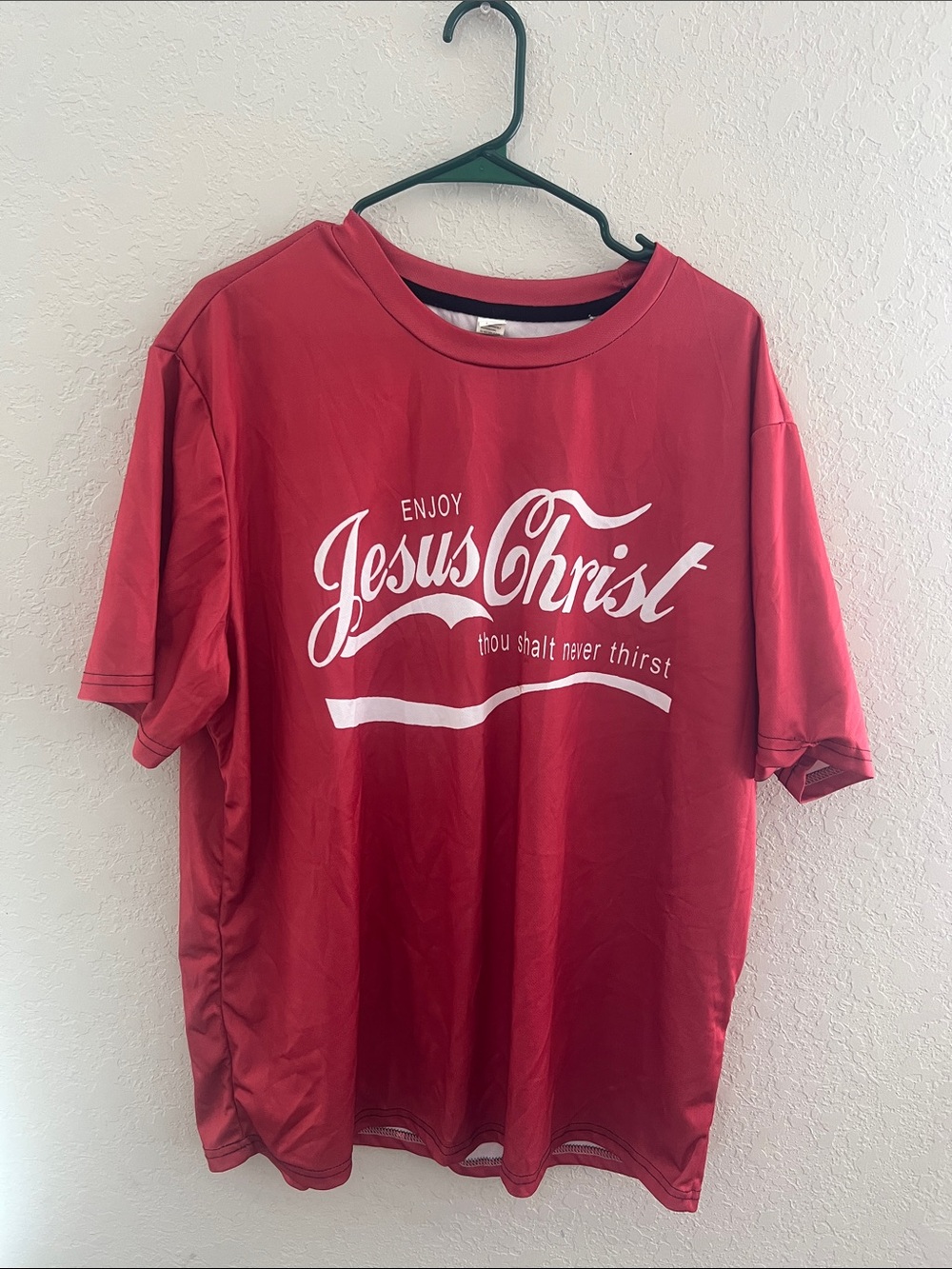 Gildan Red 'Enjoy Jesus Christ' Coca Cola style Graphic Tee